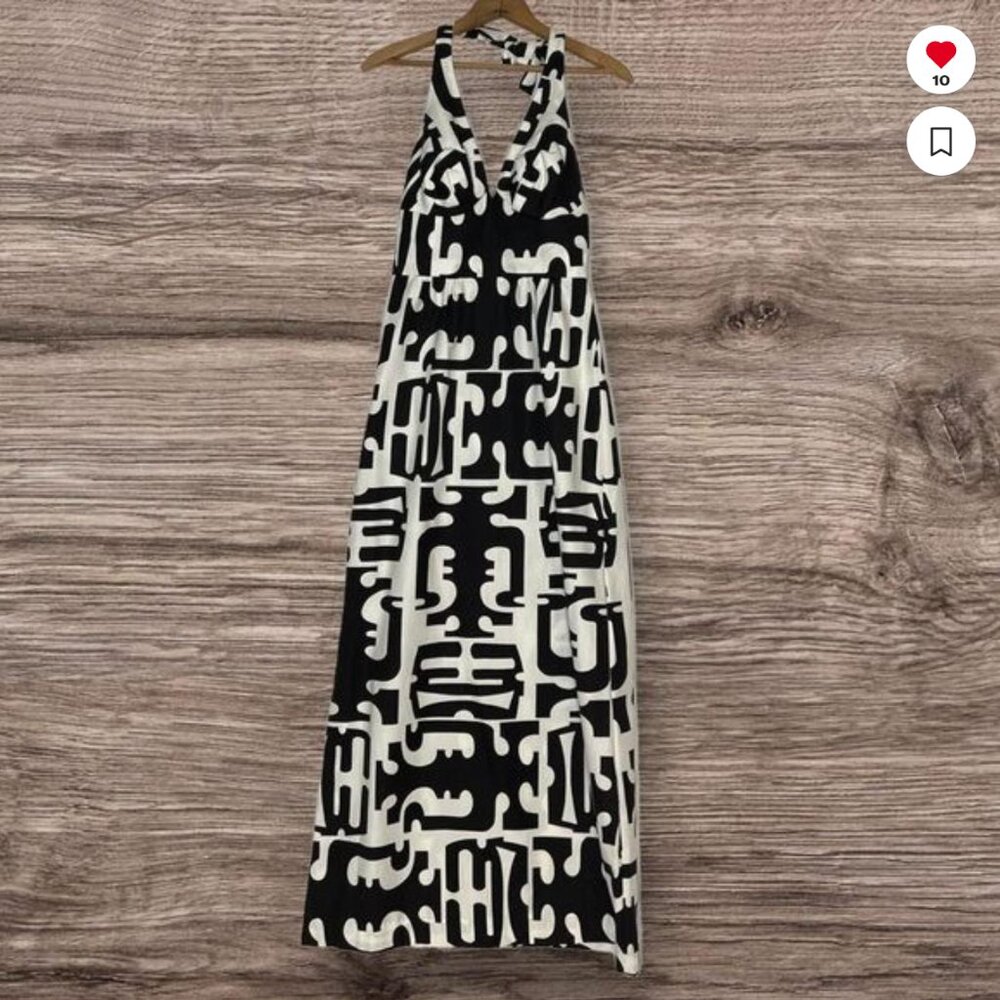 ISO - Penneys Hawaii Black & White Halter Maxi Dress